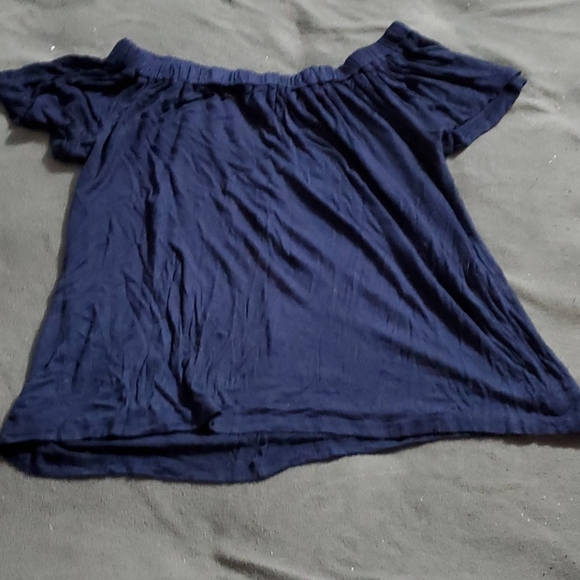Navy off the shoulder top - Picture 1 of 2